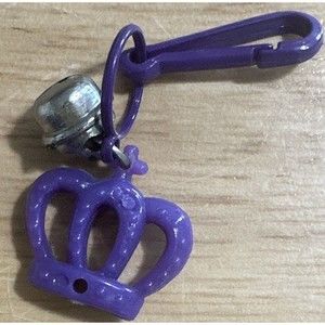 1980's Vintage Plastic Purple Crown Clip Charm with Bell For 80's Necklace